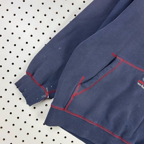 Ford Racing Hoodie Medium Vtg Worn Y2K Faded Track Tested Sweatshirt Blue Red - Picture 3 of 7